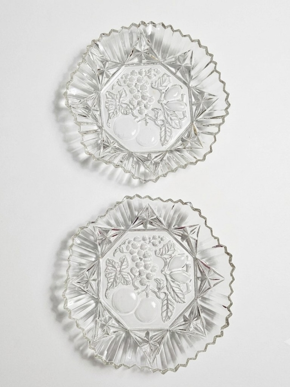 Vintage Clear Pressed Glass Fruit Plates